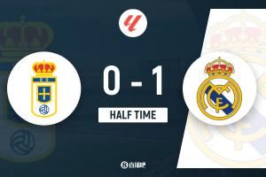 半场-皇马1-0奥维耶多 居莱尔助攻姆巴佩破门马斯坦托诺表现活跃
