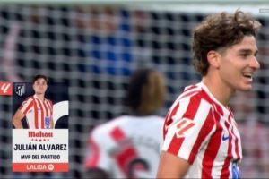 戴帽+世界波绝杀！阿尔瓦雷斯当选马竞3-2巴列卡诺一役全场最佳